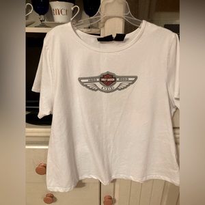 Harley Davidson. Bright white 100 yr anniversary T. New without tag.